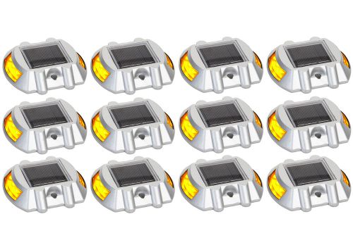 12 pack solar yellow led  driveway pathway deck light - dock &amp; outdoor lighting for sale