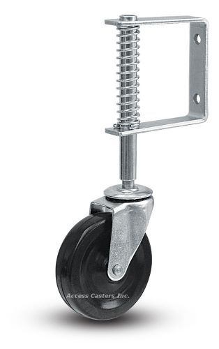 4agate 4&#034; spring loaded albion gate caster, rubber wheel, 125 lbs capacity for sale