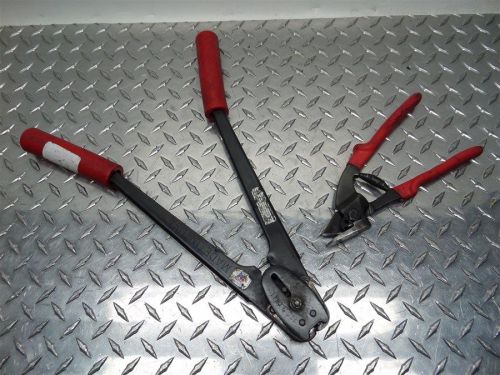 5/8&#034; cap crimping tool for metal / plastic strap pallet banding &amp; cutter snips for sale