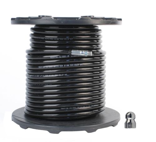 3/8&#034; npt x 250&#039; hose &amp; 12.0 orifice button nose nozzle 4000 psi sewer jetter kit for sale