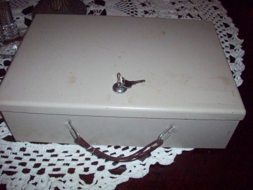 OLD  METAL  SECURITY LOCK BOX WITH KEYS VG COND CHEAP NO RESERVE