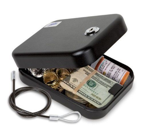 Personal Safe w Tether Small Portable Safe Home Office Dorm Car Hotel Room Vault