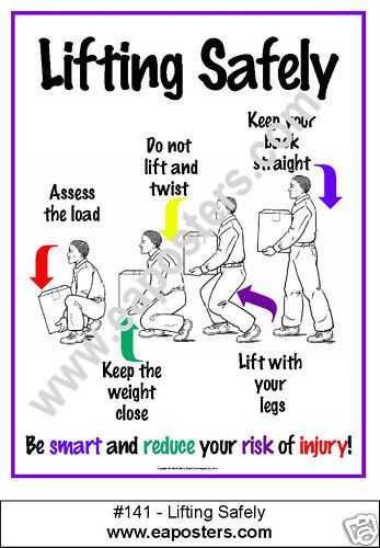 Workplace Safety Poster Sign &#034;Safe Lifting&#034; 11 x17 NEW