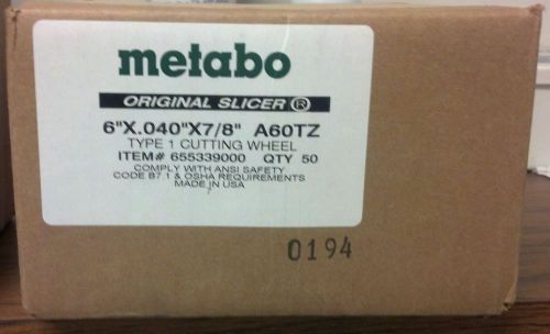 Metabo Original Slicer Cut Off Wheel 6&#034; X .040 X 7/8&#034; pkg 50 655339000