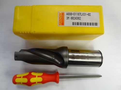 New sandvik coromant a880-d1187lx31-02 drill tool,corodrill indexable insert for sale