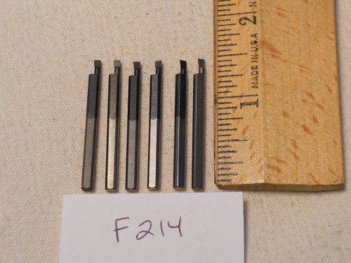 6 USED SOLID CARBIDE BORING BARS. 1/8&#034; SHANK. MICRO 100 STYLE. B-080150 (F214}