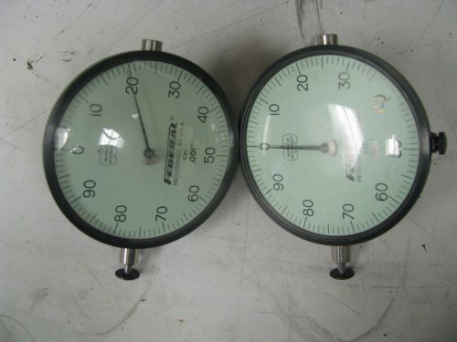 Lot of 2 - Federal Large Faced Dial Indicators .25&#034;/.001&#034; - DH32