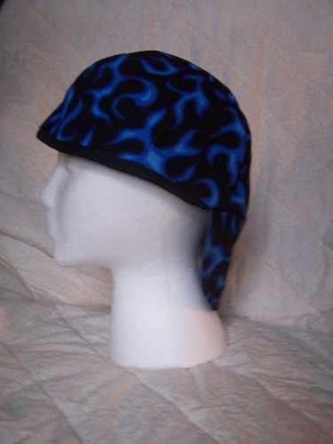 , hard hat liner,,welder cap, biker---^^^^-      blue flames     !!!!! for sale
