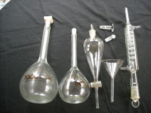 LOT LAB GLASS VARIOUS CHEMISTRY GLASS PIECES