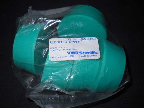 Bag of (5) vwr #12 green solid neoprene stoppers, 54-64mm o.d., 59589-358 for sale