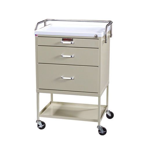 Harloff 6746 procedure cart 3 drawer bottom shelf guard rail key lock new for sale