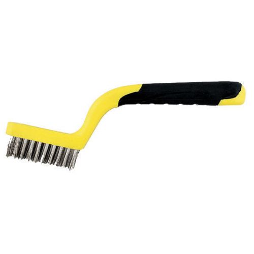 Stainless Steel Soft Grip Bristle Brush - 7&#034;L x 0.5&#034; Brush Width, Yellow 3 pk