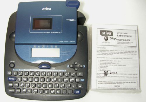 Ativa Label Maker Printer AT-LP 1000 2 Line LCD Display EUC With Manual