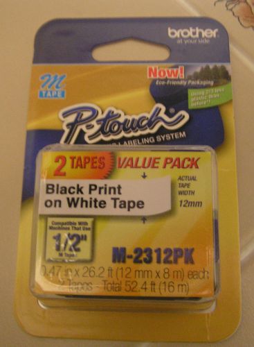 P-TOUCH BROTHER  M-2312pk White Label Tape - NEW