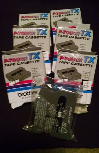 (4x) New Brother TX2511 Black on White Tape, P-touch TX-2511