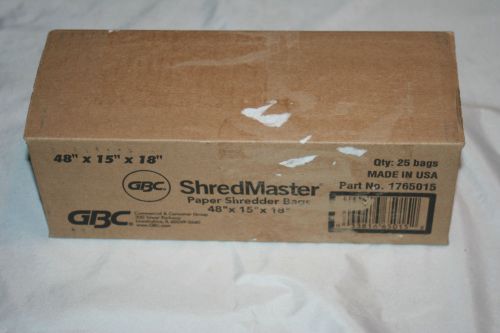 Box of 25 ShredMaster Paper Shredder Bags - 48&#034; x 15&#034; x 18&#034;  - In Box