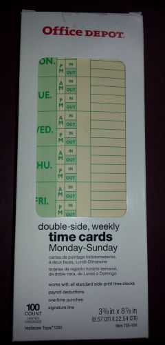 OFFICE DEPOT DOUBLE SIDED, WEEKLY TIME CARDS M-S PN 735-104 100 PACK