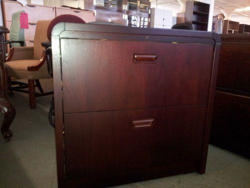 2 DRAWER LATERAL SIZE FILE CABINET by DAR/RAN OFFICE FURN in MAHOGANY WOOD 30&#034;W
