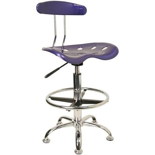 Vibrant Blue and Chrome Drafting Stool with Tractor Seat - Kid&#039;s Office Chair