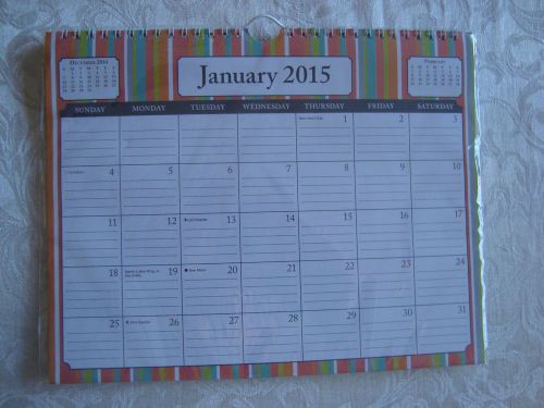 NEW  STRIPED 2015 HANGING 8 1/2 &#034; x 11&#034; WALL DESK MONTH AT A CALENDAR GLANCE