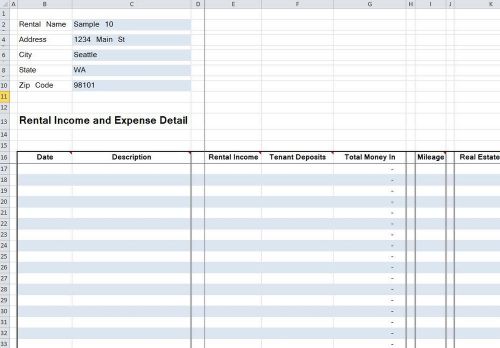 Rental Income and Expense Spreadsheet - 10 Rentals
