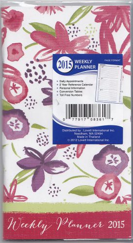 2015 Pocket or Purse Size Weekly Planner Pink and Purple Floral COVER Nice