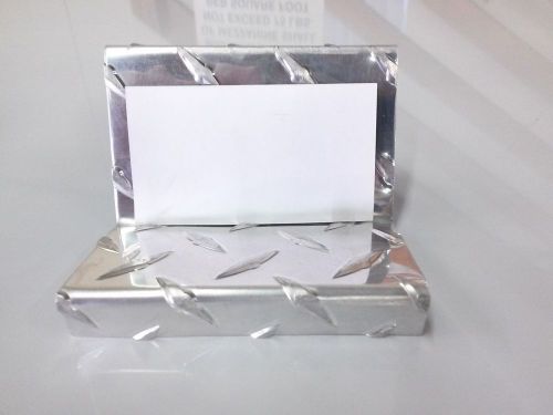 Aluminum Diamond Plate Business Card Display Holder Cell Phone Desktop Stand