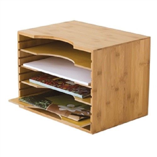New Sustainable Harvested Bamboo File Organizer - Adjustable Dividers