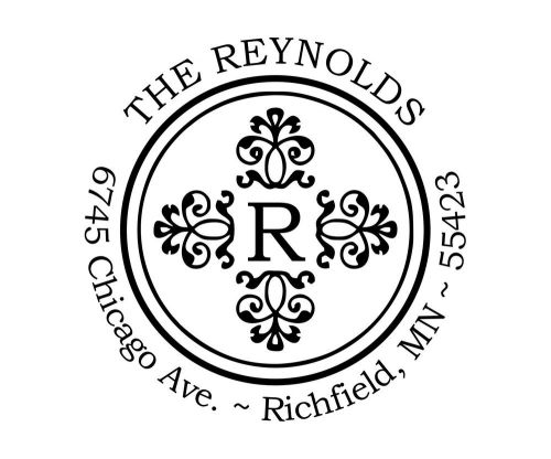 Reynolds Deco Round Return Address Stamp Self Inking Custom - AS-17