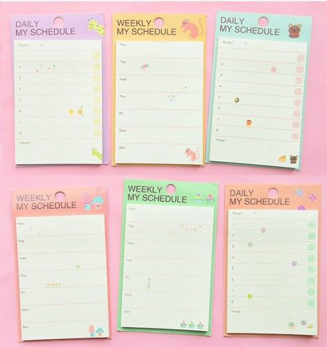 Cute Cartoon Plan Schedule Check Stick Post It Bookmark Pads Sticky Notes