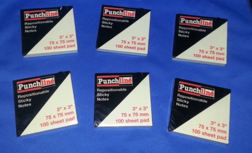 8 PACK PUNCHLINE REPOSITIONABLE 3&#034; X 3&#034; 100 SHEET PAD STICKY NOTES