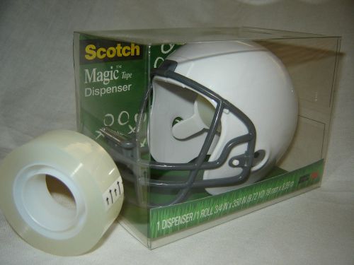 Scotch Transparent Tape Dispenser White Football Helmet + Exclusive Bonus Roll