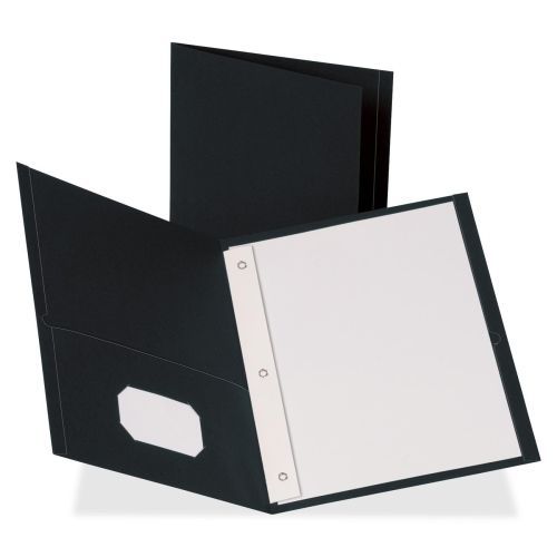 Business Source Two Pocket Folder - 8.5&#034;x11&#034; - Black - 25 / Box - BSN78532