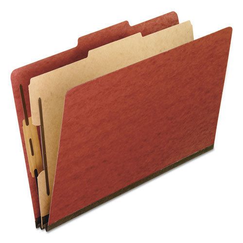 Pressboard Classification Folders, Legal, Four-Section, Red, 10/Box