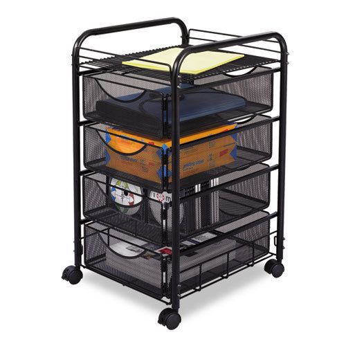 Onyx mesh mobile file with four supply drawers, 15-3/4w x 17d x 27h, black for sale