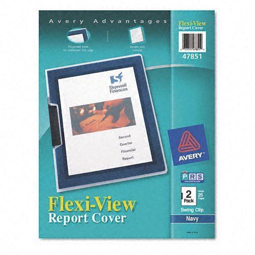 Avery Flexi-View Cover  Swing Clip  Holds 25 Pages  Letter Size  Clear/Navy  Two