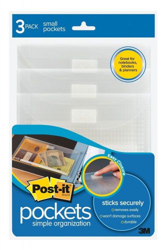 Post-it® Pockets with Closure, Small, 5-3/8” x 5-5/8”, Clear w/ Dots, 3/Pk