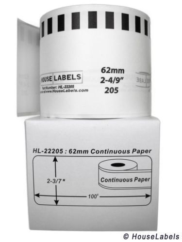Brother International HL-22205 Paper Label Roll 2 4/9&#034;  62mm By 100ft