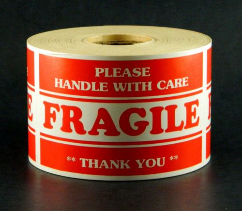 LABELS STICKERS FRAGILE HANDLE WITH CARE 500 PER ROLL SIZE 3X5 Inches New C0059