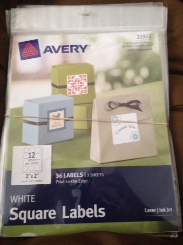Avery Print-to-the-Edge 36 White Square Labels 22922, 2&#034; x 2&#034; - 3 Sheets