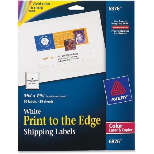 Avery Mailing Label - 4.75&#034; Width x 7.75&#034; Length - 50 / Pack - Laser - White