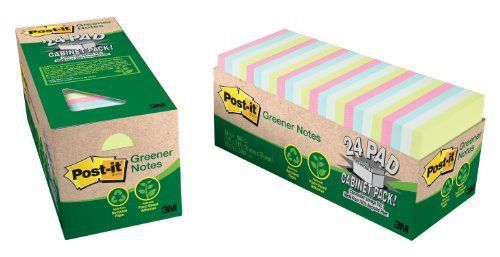 Post-it greener notes in sunwashed pier colors - repositionable, (654r24cpap) for sale