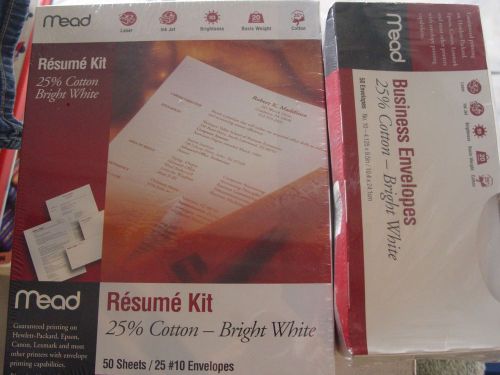 professianal resume kit, 25% cotton, bright white, mead brand, extra envelopes