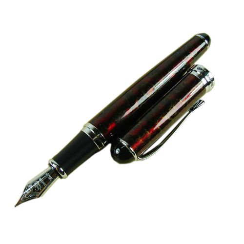 Jinhao 750 fountain pen flower dark red silver trim  nj284 for sale