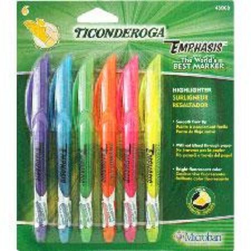 Dixon ticonderoga pocket style highlighter 6 count for sale