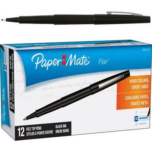 24 Papermate FLAIR Black felt tip markers