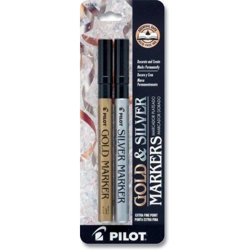 Pilot gold and silver metallic permanent markers, extra fine point, set of 2 new for sale