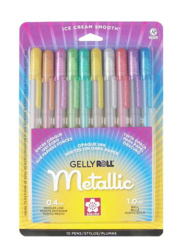 Sakura 57370 10-piece gelly roll multi-colors metallic gel water/fade proof set for sale