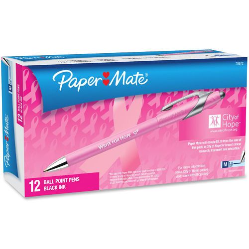 Paper Mate Flexgrip Elite Pink Ribbon Retractable Pen - Medium Pen (pap70672)