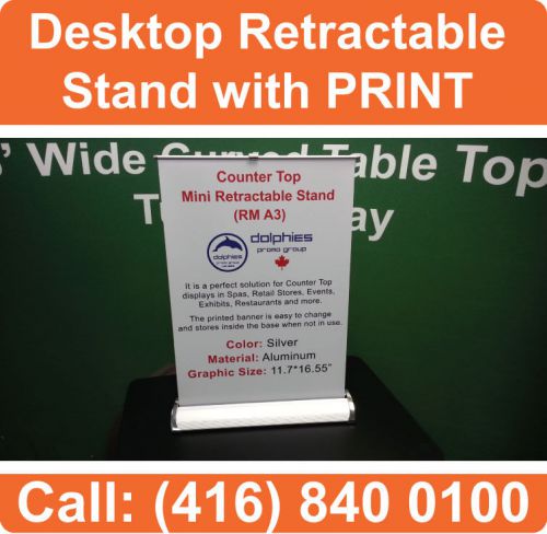 DESKTOP A4 Tabletop Display Retractable Banner Stand Trade Show with GRAPHICS